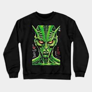 Retro Sci-Fi Green Space Alien Vintage Anime - Nostalgic Extraterrestrial Vibe Crewneck Sweatshirt